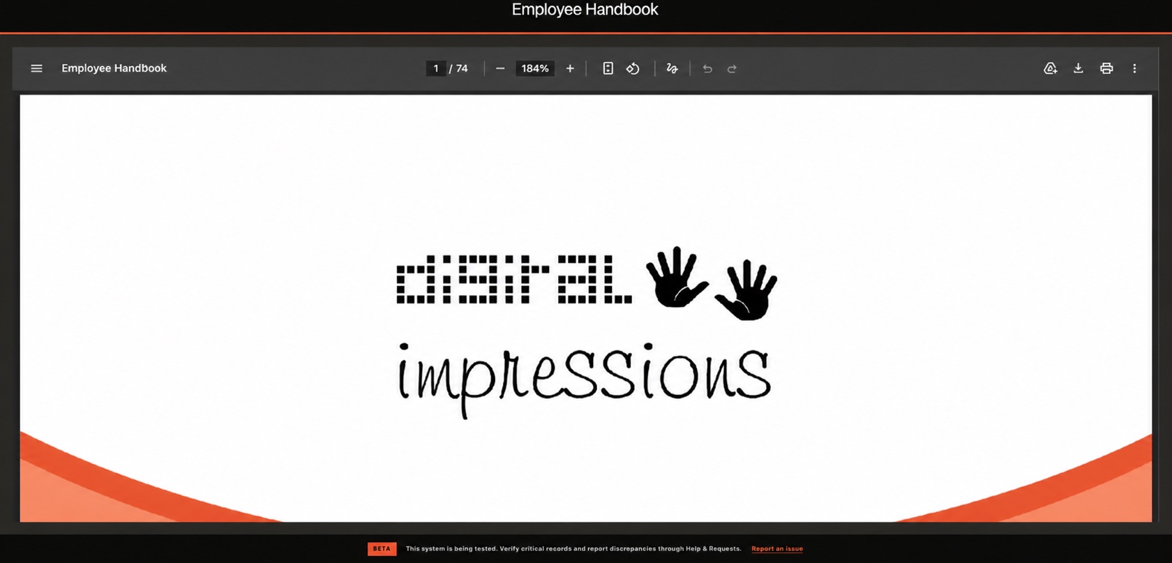Employee handbook workspace