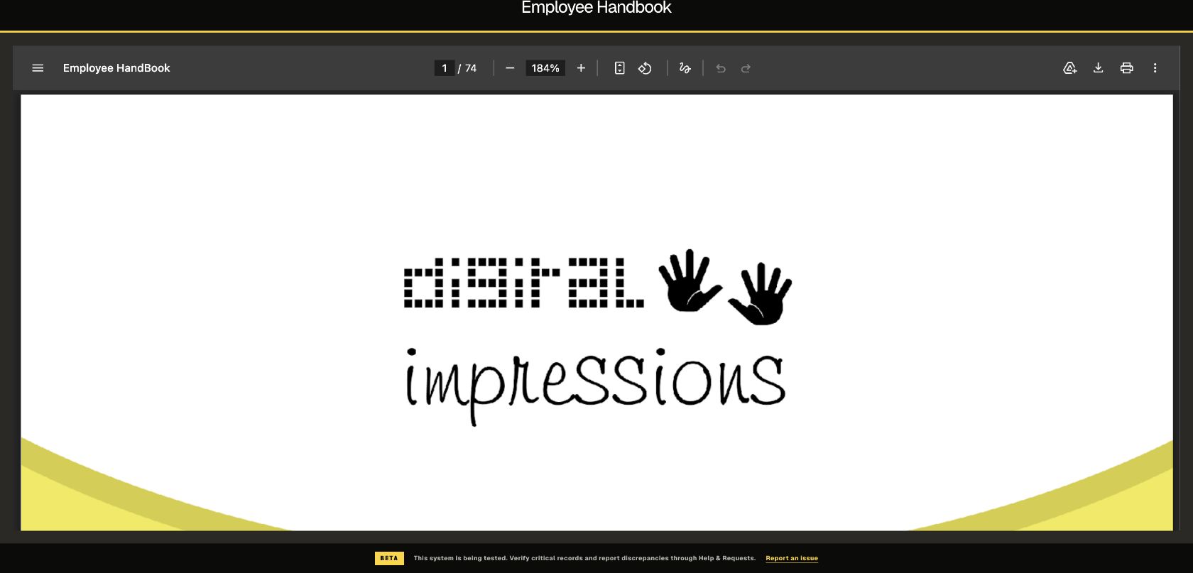 A clear employee handbook and resources workspace